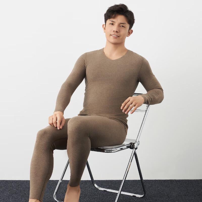 JingShuMian Men's De Velvet Seamless Thermal Underwear Set