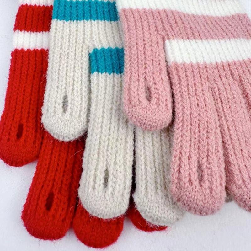 Gants Tricotés pour Femmes Hiver Femmes Pile Long Rayé Écran Tactile Extérieur Gants de Cyclisme