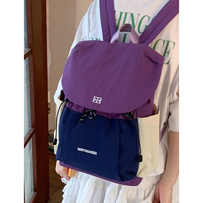 

Outdoor Leisure Sports Backpack and Student Schoolbag with Contrasting Colors, Simple and Large-capacity Backpack синий/фиолетовый