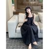 Seaside vacation style white suspender dress women's summer sexy backless loose and thin beach neck long skirt