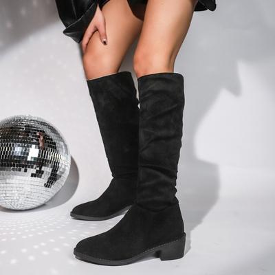 Nouvelles Bottes Hautes Tendance Style Britannique pour Femmes Rétro Marron Longues Automne Daim Bottes Décontractées Grande Taille 43