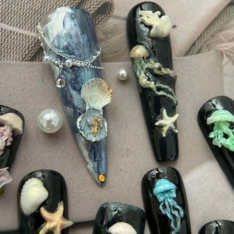 Easy Cleaning Ocean Series Nail Art Silicone Mold Flexible Reusable Manicure Nail Charm Mold For DIY Nail Decorations