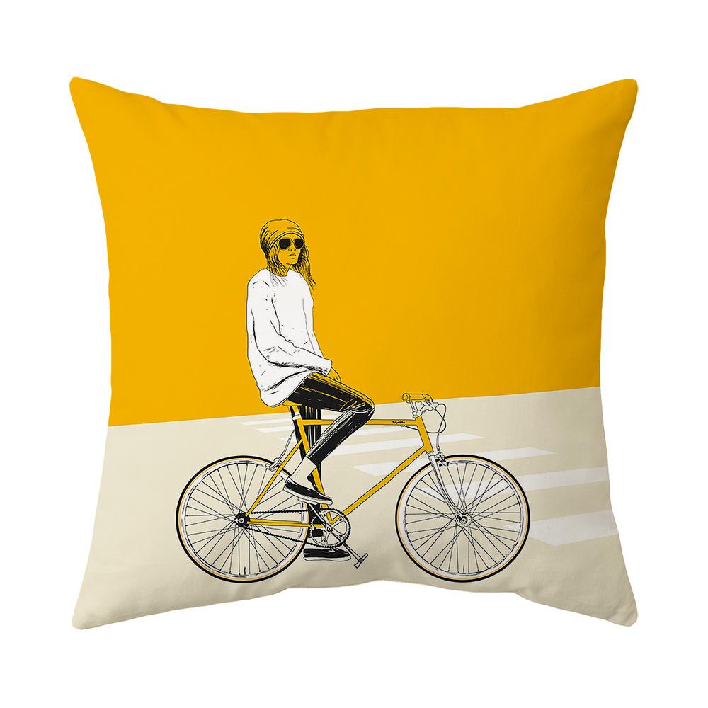 New Yellow Peach Skin Print Pillow Nordic Fresh Living Room Sofa Pillow Cover