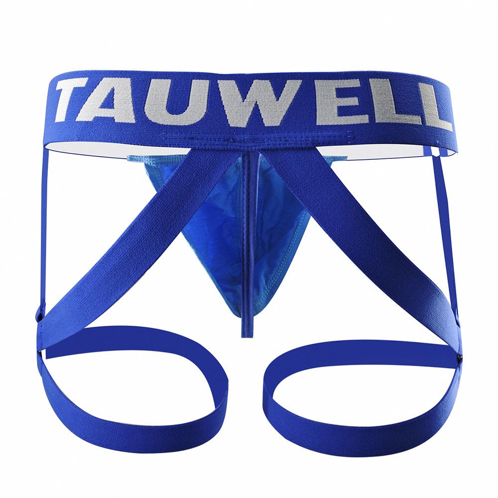 Men's Sexy Lingerie Thong Hollow See-Through Bondage Underwear Briefs High Stretch Breathable Leg Belt Thongs