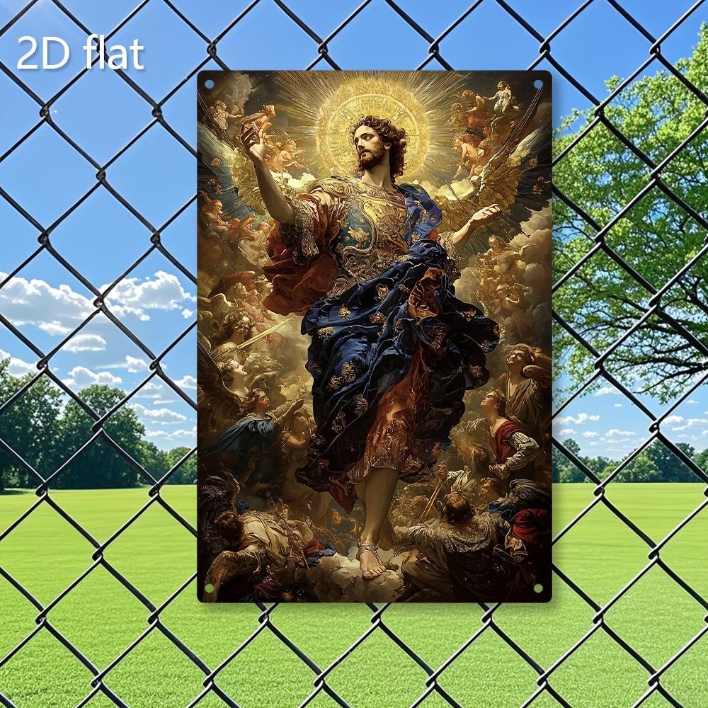 

D PC PreDrilled Rustproof Tin Sign Vintage Cloud God Plaque for Wall Garden Decor 20x30cm（7.8x11.8inch）