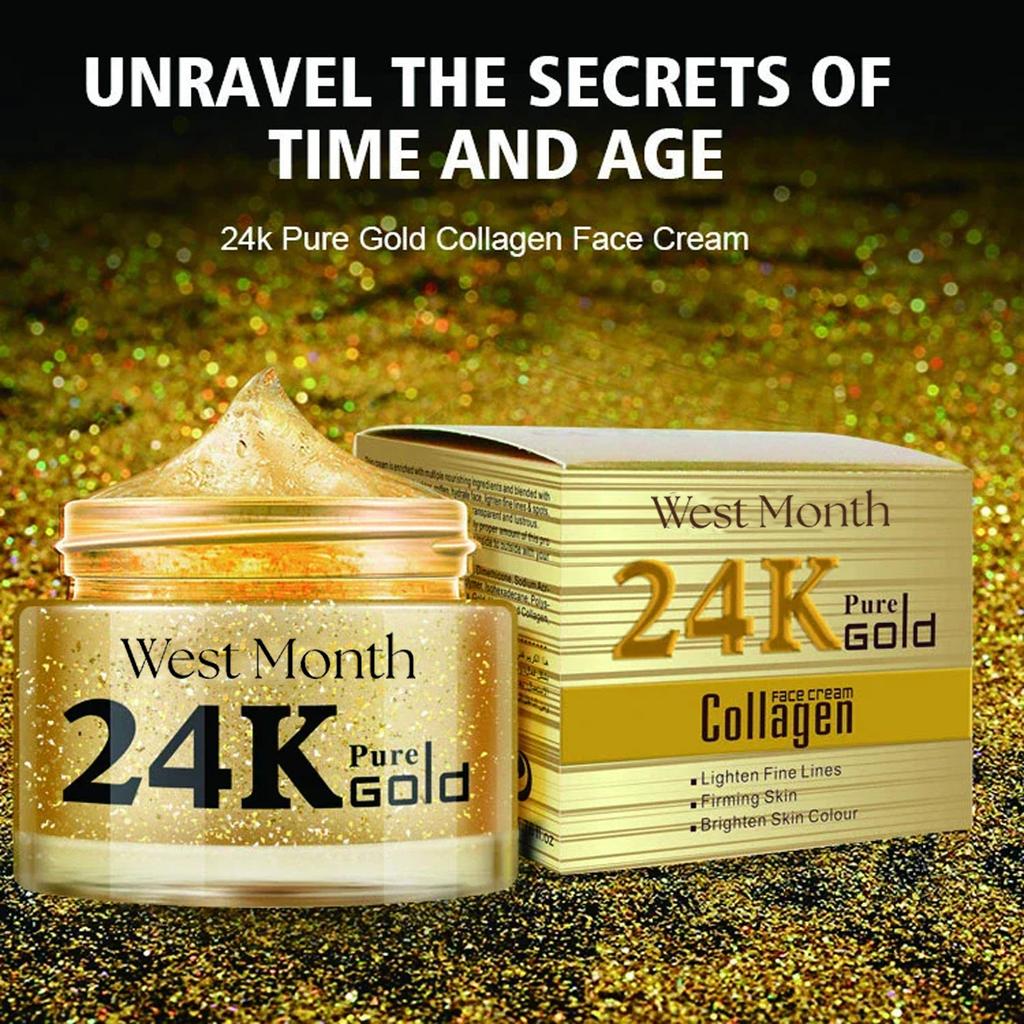 24k Collagen Cream Reduces Fine Lines Brightens Tightens Skin Whitening Anti-Aging Face Cream
