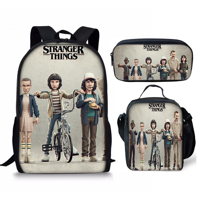 Stranger Things 4-Piece Set: Student Backpack, Shoulder Bag, and Pencil Case CLE