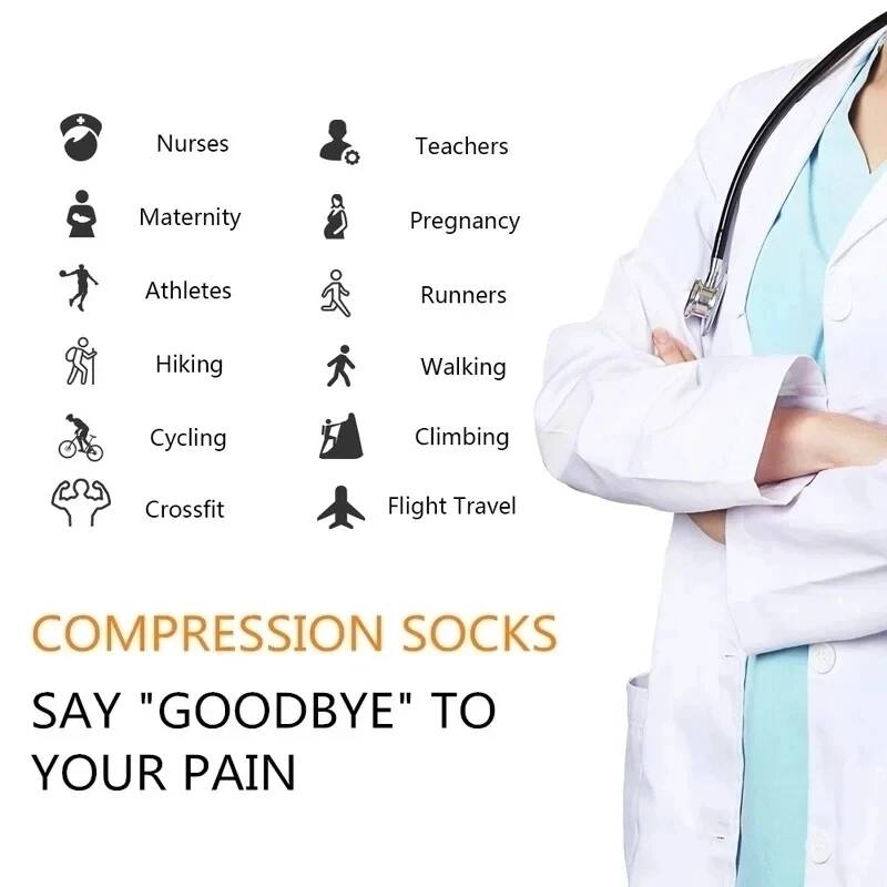 5/6 Pairs Compression Socks Varicose Veins Stockings New Pattern Calf Pressure 15-20Mmhg Men Women Work Sports Yoga Calf