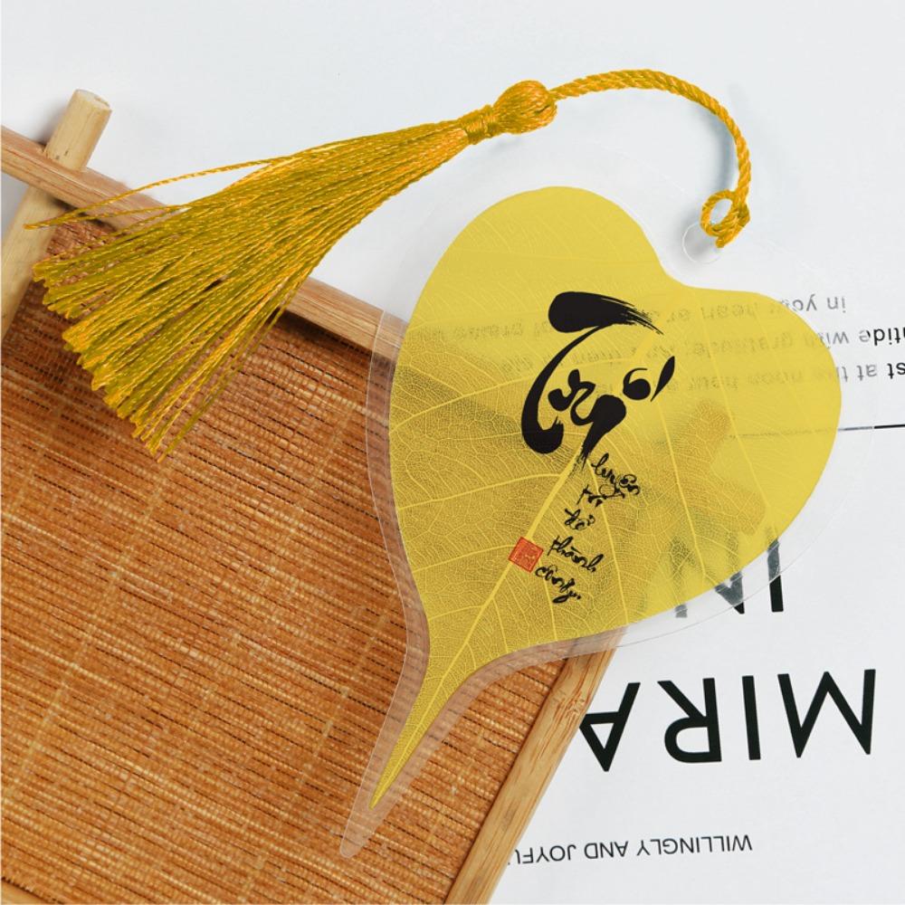 5Pcs DIY Southeast Asian Bookmark With Words Bookmark Pendant Bodhi Leaf Vein Bookmark Study Style 29