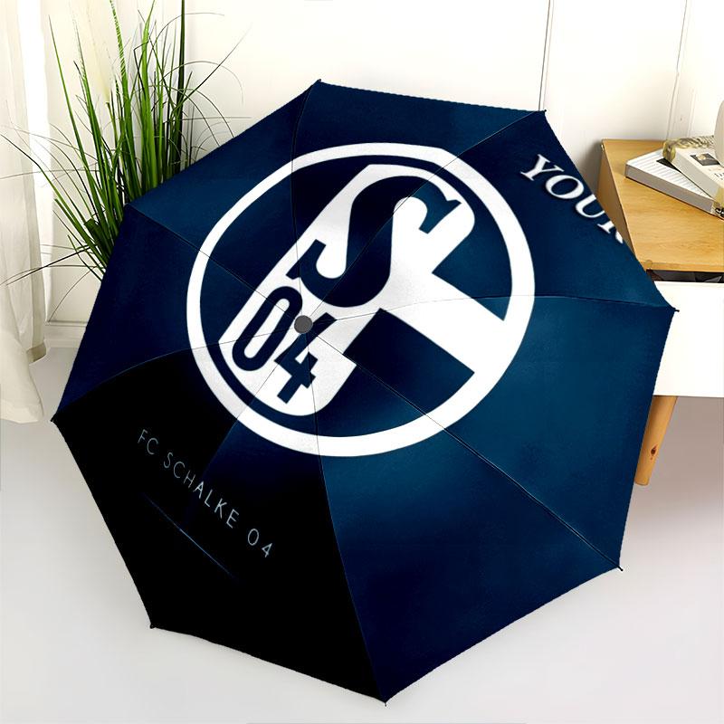 1 PC Automatic Folding Umbrella - FC Schalke 04 Custom Name Pattern, Portable & Foldable Design with 8 Ribs, Christmas Birthday Gifts