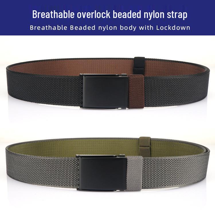 Unisex Double-Sided Nylon & Canvas Belt with Metal Buckle