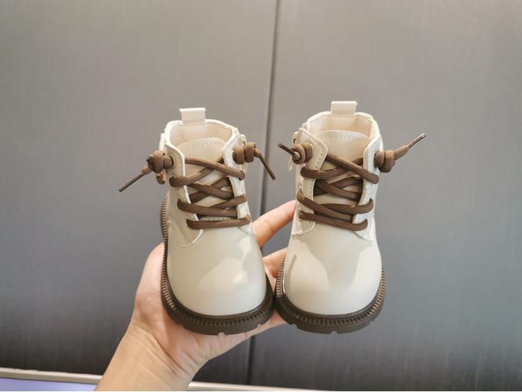 Fleece-Lined Leather Winter Martin Boots for Toddlers (0-3 Years)