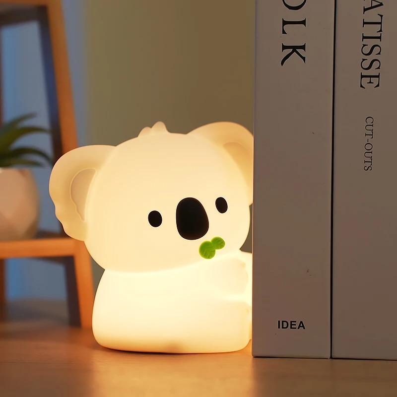 

Настольная лампа для офиса, Декор, Ночник для спальни для сна ребенка, Активируемый хлопком, Милый ночник в форме коалы, Литиевая батарея 18650
