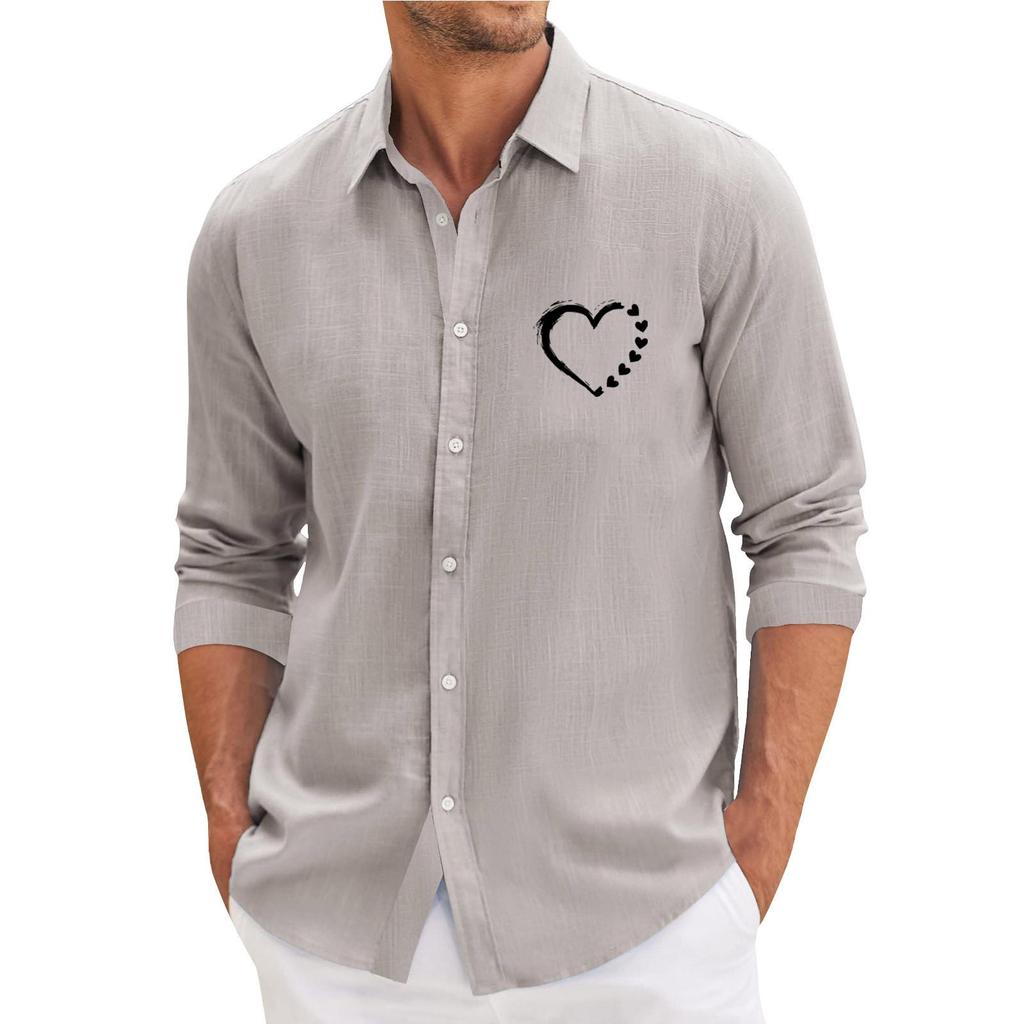 Męska koszula z długim rękawem, luźna, swobodna, z modnymi klapami