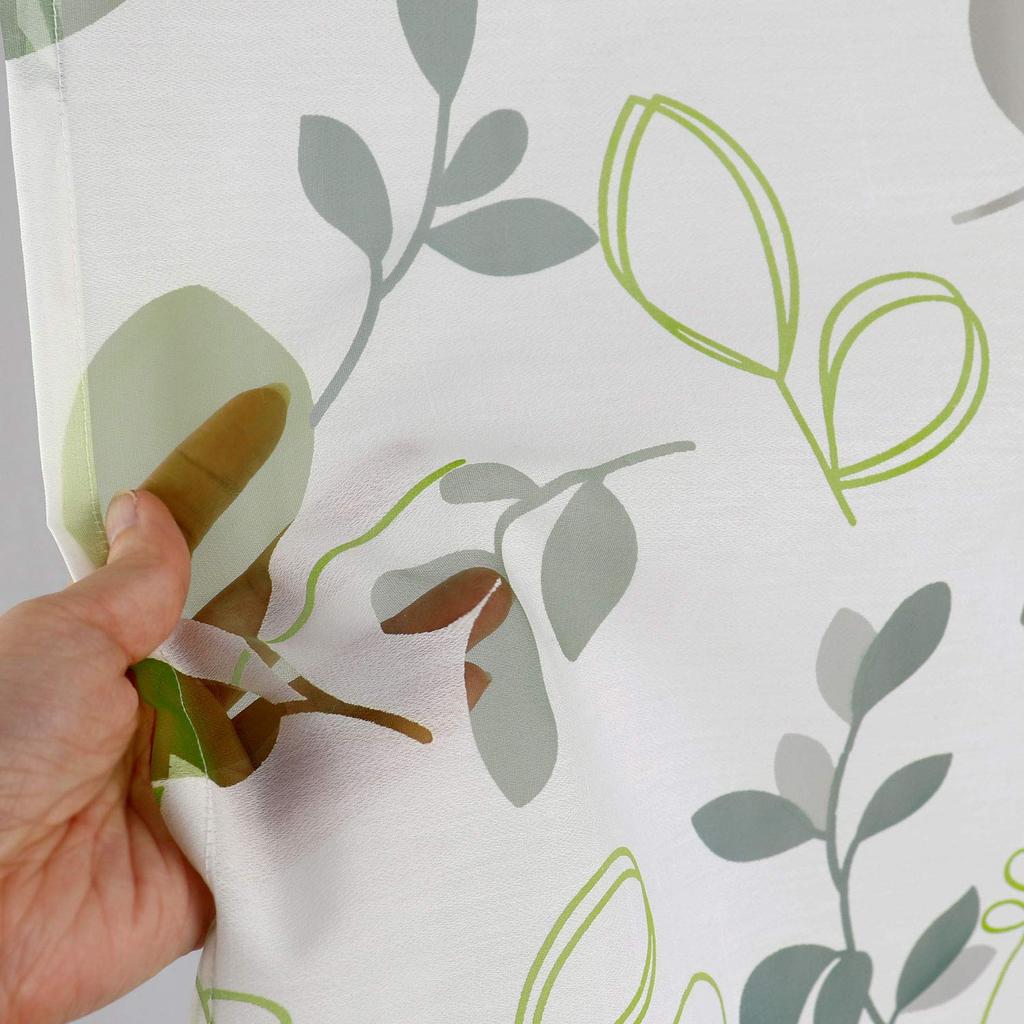 Stylish long noren curtain by Sunnyday featuring an opal leaf design in approximately 85cm wide x 150cm Nordic-style Fabric, green, long.