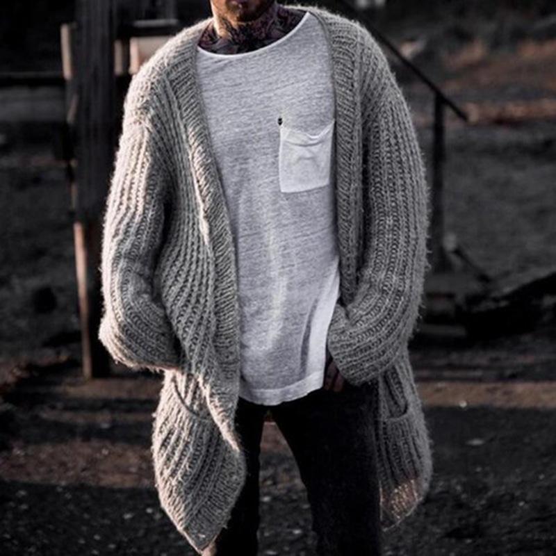 New Versatile Autumn And Winter Cardigan Men'S Retro Knitted Sweater Jacket Long Sleeved Heavy Jacquard Sweater