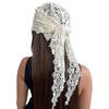 Sheer Mesh Floral Lace Scarf Hollow Design Crochet Headscarf Cute Beach Hair Band  Beach Outfits