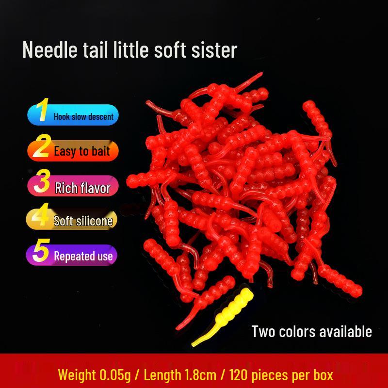 Soft Imitation Maggot Lure: Needle Tail Micro Bait for Fishing