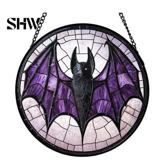 Unique Wall Hanging Art Retro Halloween Pendant, Ghost/Bat/Spider Web/Pumpkin Head Print, Old School Horror Room Decor Vintage Acrylic Ornament