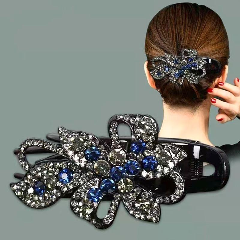 1Pc Hair Claws Hair Clips Plastic Fashion Duckbill Clip Women Rhinestone Hairgrip Hairpin