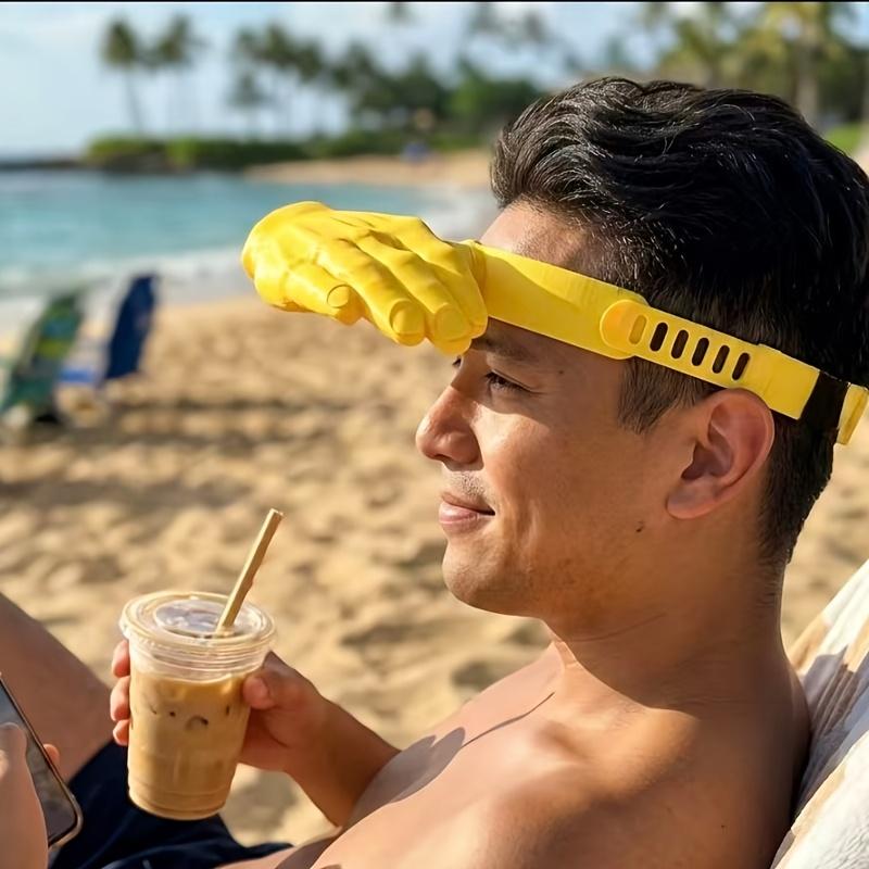 Novelty Palm-Shaped Hat in Yellow, Portable Casual Outdoor Headwear for Fun Outfits, Travel, Parties, Festivals, and Photo Styling