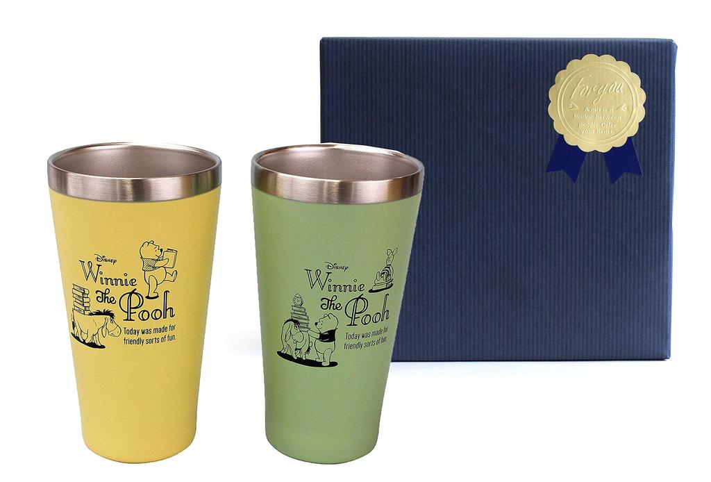 Kintoen Beer Glass Disney Pair Metal Thermo Tumbler Flower Poo 51776