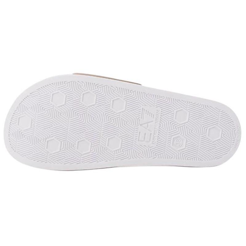 EMPORIO ARMANI EA7 Round Toe Flat Slide Slippers Women White XCP001XCC22T620