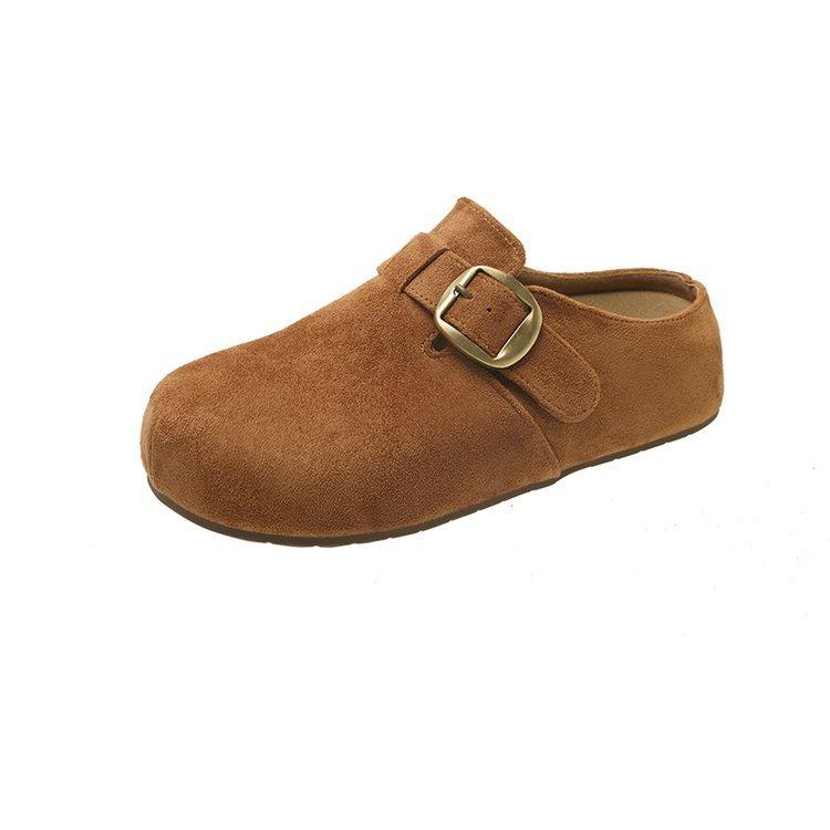 

Версия из мягкой кожи~ туфли Бокен на платформе, сумка для головы, полусандалии, женские, 2025, осень, новые, ретро, пряжка-ремень, Мори, ленивые тапочки 40