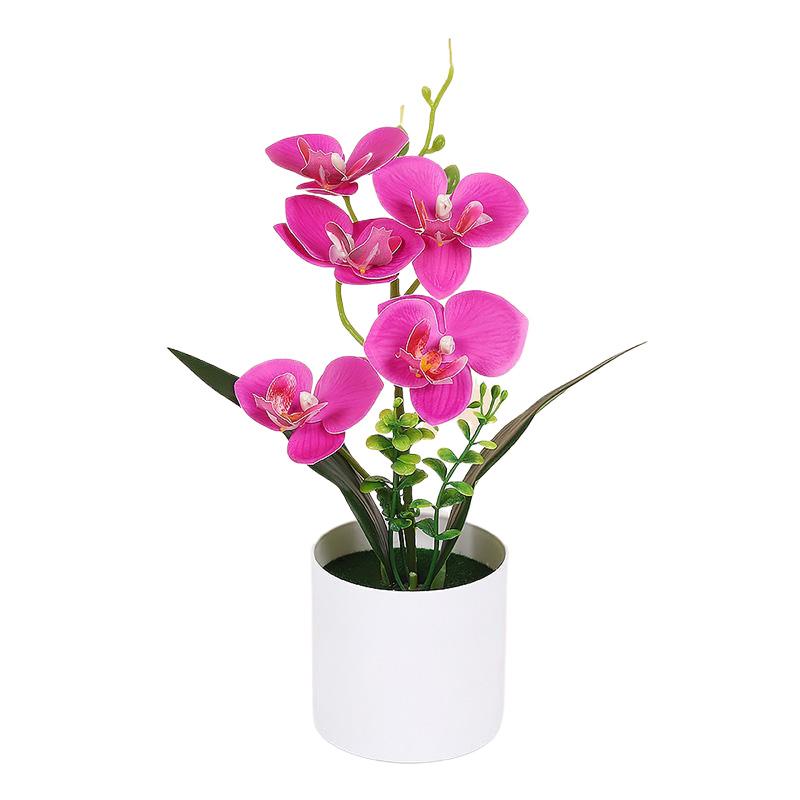 Plastic Bonsai Desktop Ornament Artificial Flower No-fading Butterfly Orchid Multicolor White Flowerpot Fake Butterfly Flower