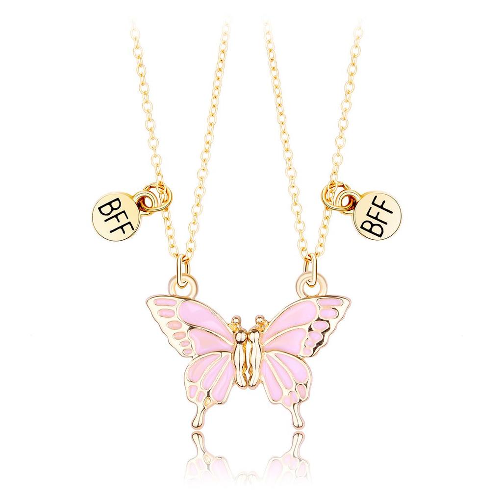 Cross-Border Butterfly Magnet Stone Necklace - Best Friend Alloy Pendant