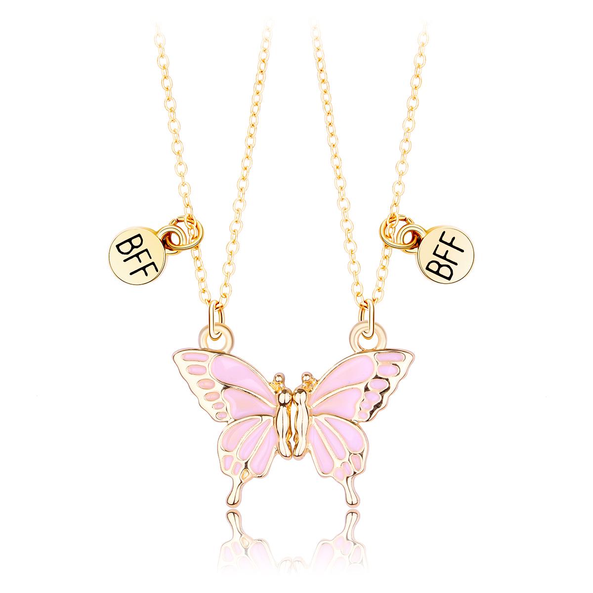 

Cross-Border Butterfly Magnet Stone Necklace - Best Friend Alloy Pendant