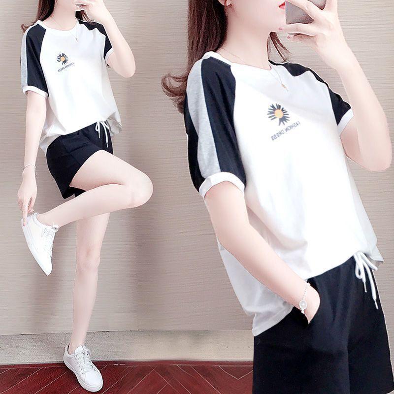 Large Size Sports Shorts Set Women Casual Summer Fashionable Loose Running Two Piece Set Girl Style Comfortable Breathable Sports Suits