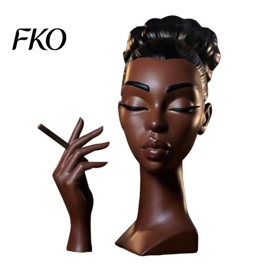 Home Decor Incense Burner Holder, Black Woman Head Sculpture, Multifunctional Desk Handcrafted Aromatherapy Suitable for Bedroom and