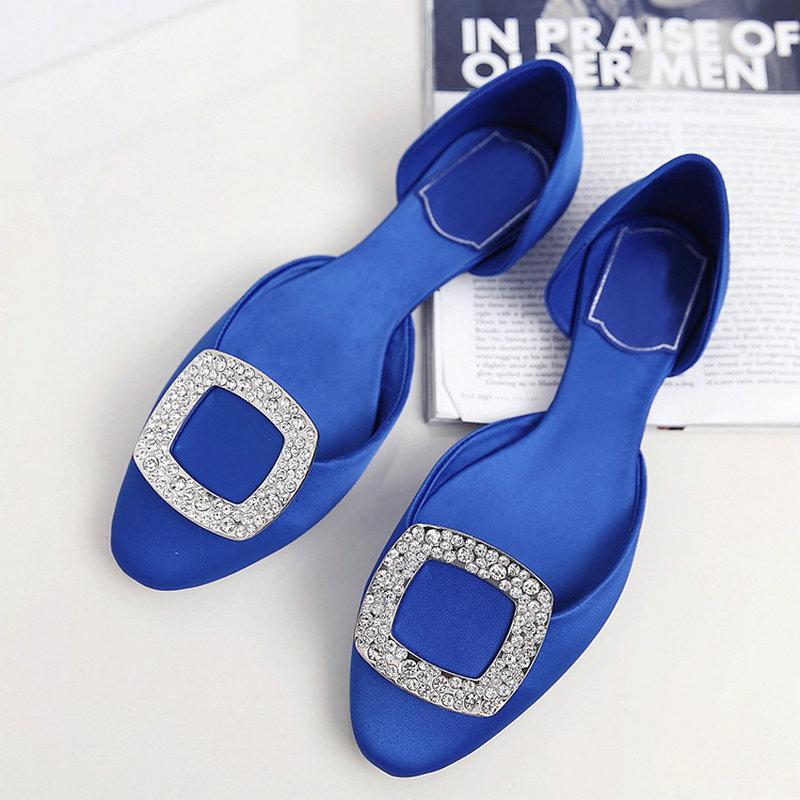 Fashion Women'S Shoes 2025 Spring And Summer New Korean Version Of Rhinestone Solid Color Flat Shoes Pure Silk Casual Single Shoes