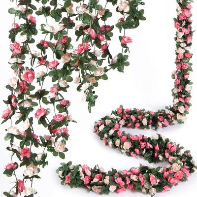 2 Stück Girlande, Künstliche Rosenrankenblumen, Jubiläum Hochzeit Geburtstag Weihnachten Wandbogen Dekor Wand Zimmer Dekor Ästhetisch