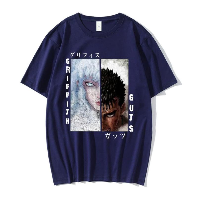 Anime Berserk Guts Griffith Print T Shirt Funny Manga T-Shirt Clothes Hip Hop Vintage Men Women Harajuku Oversized T-Shirts W22Q