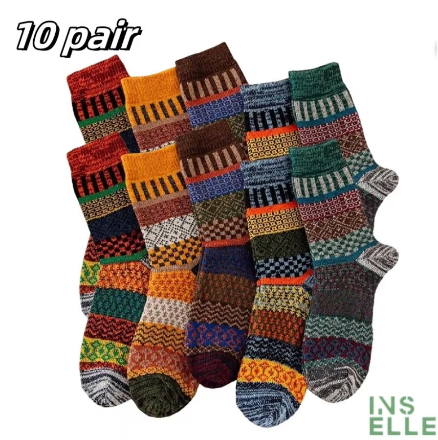 Men's Thick Warm Towel Socks 3 Pairs of Casual Solid Color Mid-calf Socks Winter Men's Socks