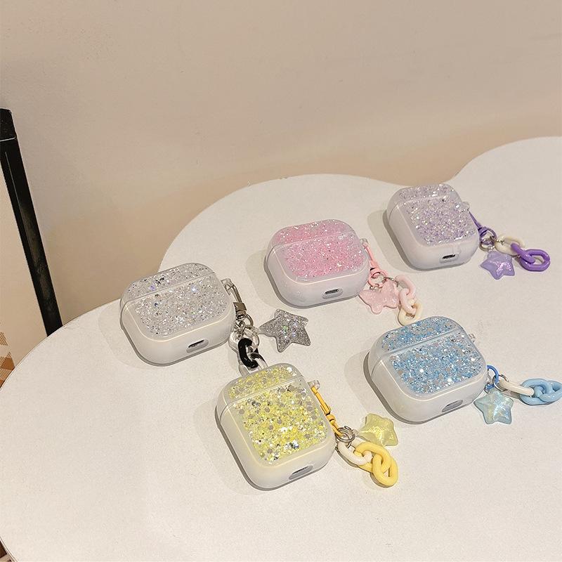 Glitter Earphone Case Airpodspro 2Nd Generation Protective Case Apple Airpods3/4 Star Pendant Women'S Model