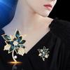 Korean Crystal Brooch: Blue Zircon, Gold-Plated Pin, Women's Corsage Accessory