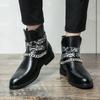 Fashion Men's Casual Sanded Leather Chain Sleeve Ankle Boots High Quality British Style Outdoor Office Working Men's Winter Boots
