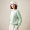 Kemengboka Women's Pure Cashmere Embroidered Color Block Sweater