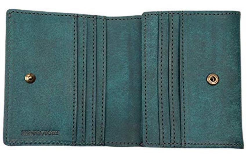 HIS-FACTORY Pueblo Men's Bifold Wallet with Coin Purse, Coprire, Box-Shaped Coin Purse, Ocean
