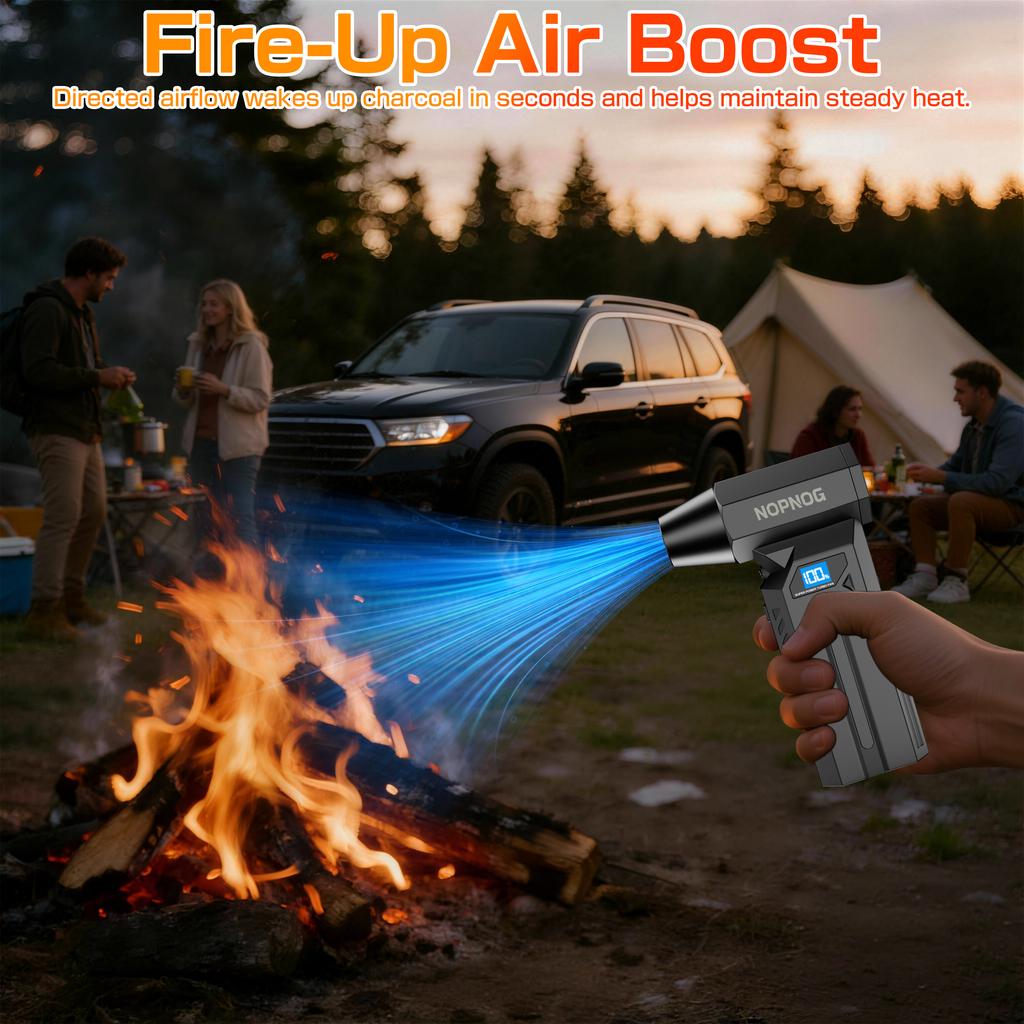 Car Snow Removal Turbo Blower Strong Blowing Jet Fan Portable 4 Gears Adjustable Type-C Charging 140000RPM LED Light Electric Air Duster