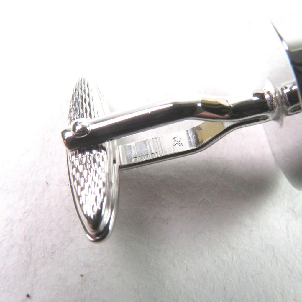 Excellent Dunhill Cufflinks  Engraved logo Round shape Silver Red Colored stone Used