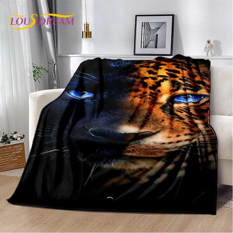 3D Animal Leopard Cheetah Cartoon Beast Soft Plush Blanket,Flannel Blanket Throw Blanket for Living Room Bedroom Bed Sofa Picnic