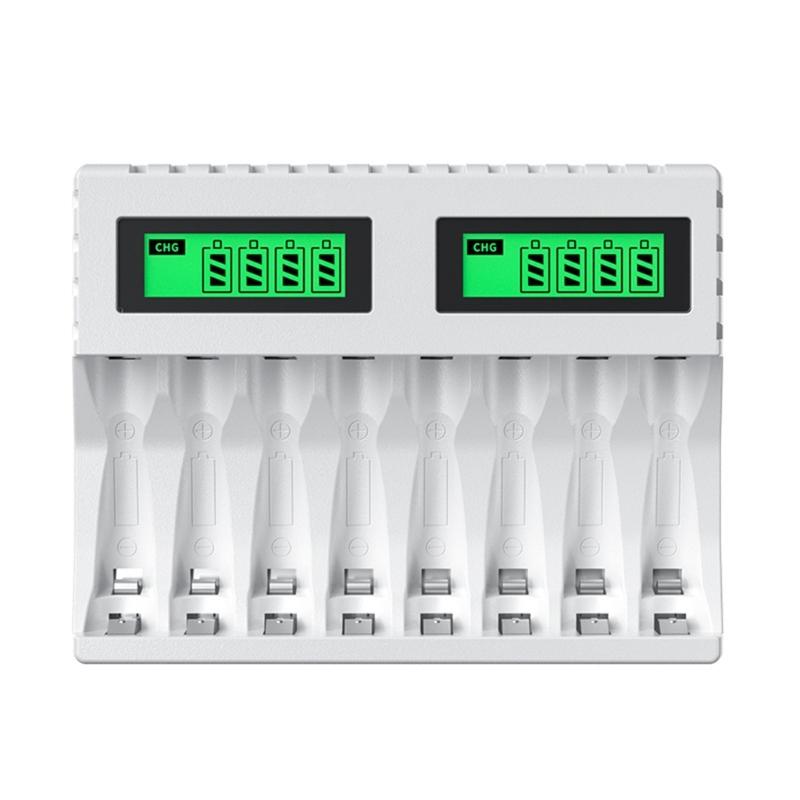 Battery Charger Intelligent Lcd Indicator Short Circuit Protection for AA/AAA Rechargeable Battery Charger 8 Slot