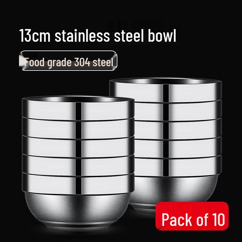 Liangang 304 Stainless Steel Double-Layer Insulated Bowls (Pack of 10)