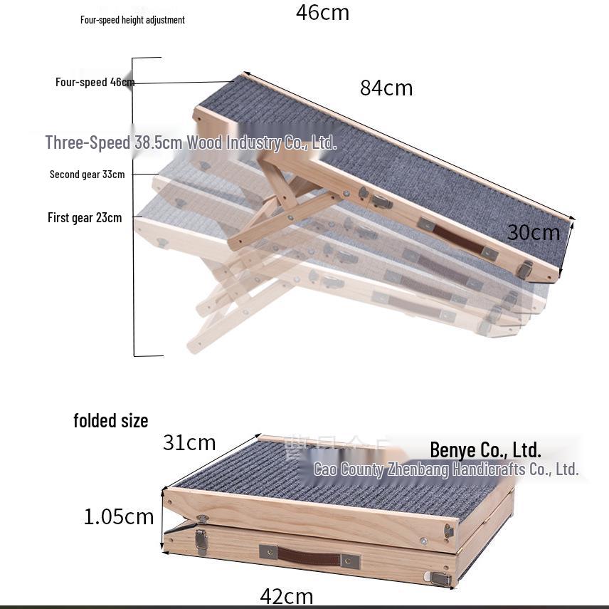 Haustierrampe aus Massivholz: Faltbare, rutschfeste Treppe für Hunde - Ideal zum Klettern auf Sofas und Betten