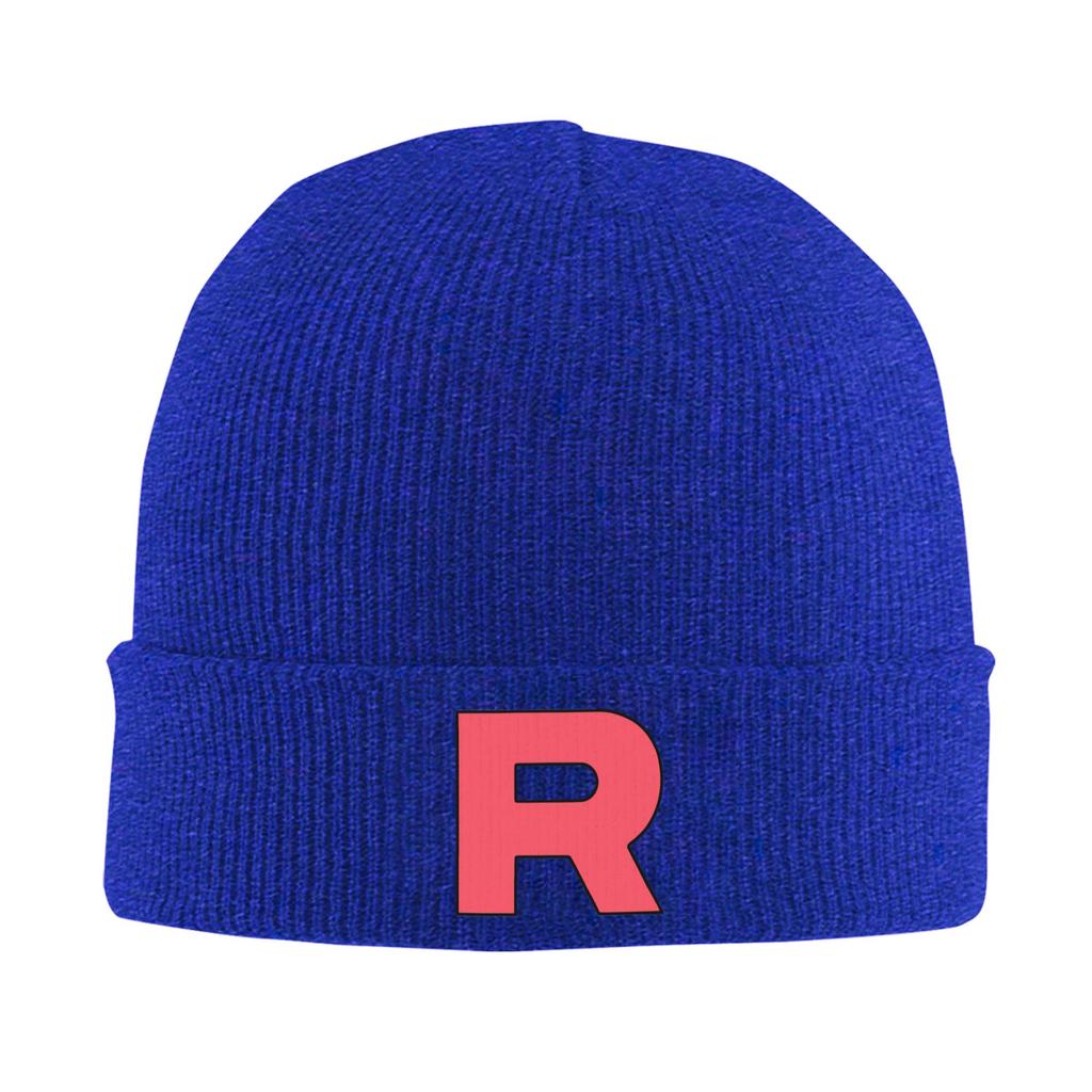 Letter R Team Rocket Logo Warm Knitted Cap Winter Knit Bonnet Hat Skullies Beanies Hip Hop Caps for Unisex