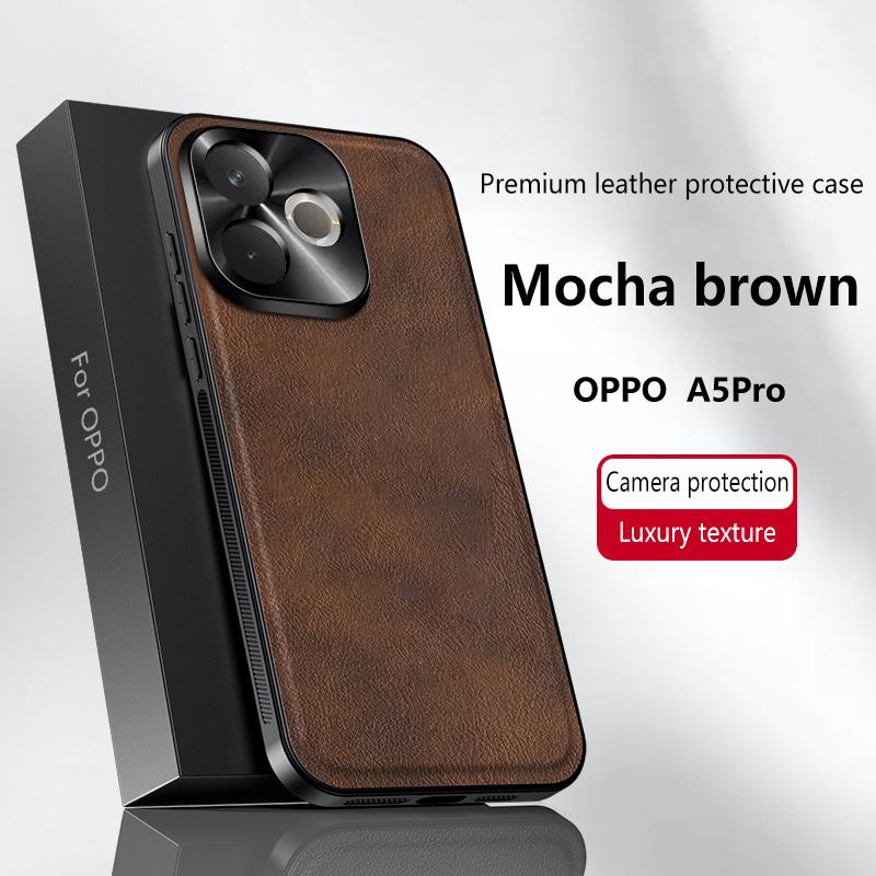 For Oppo A5 Pro 5G Case Magnetic Elegant Leather Wear-Resistant Lens Fully Covered Non-Slip Grip Edge Cover Shell